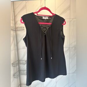 Calvin Klein Black Lace-Up Blouse – Size S